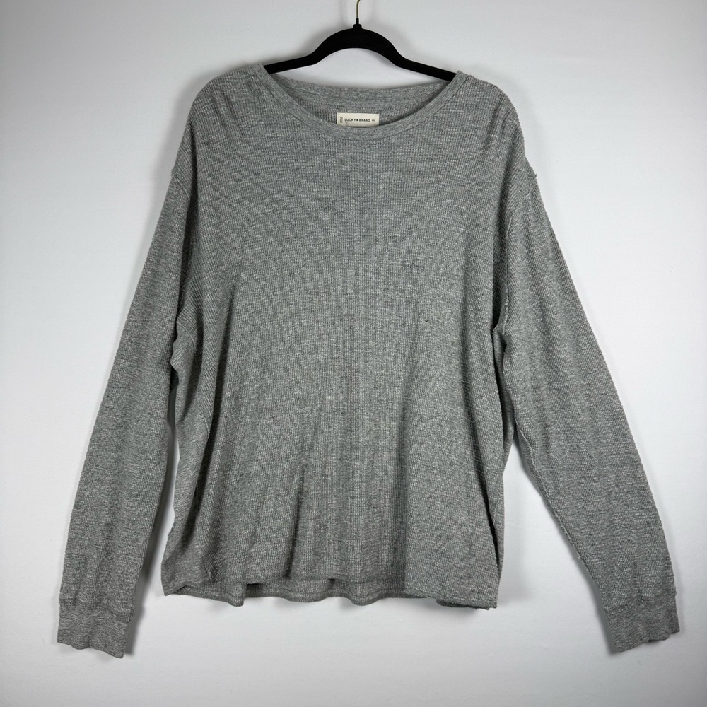 Lucky Brand Men’s Cotton Thermal Crew, Color: Grey, Size: XXL